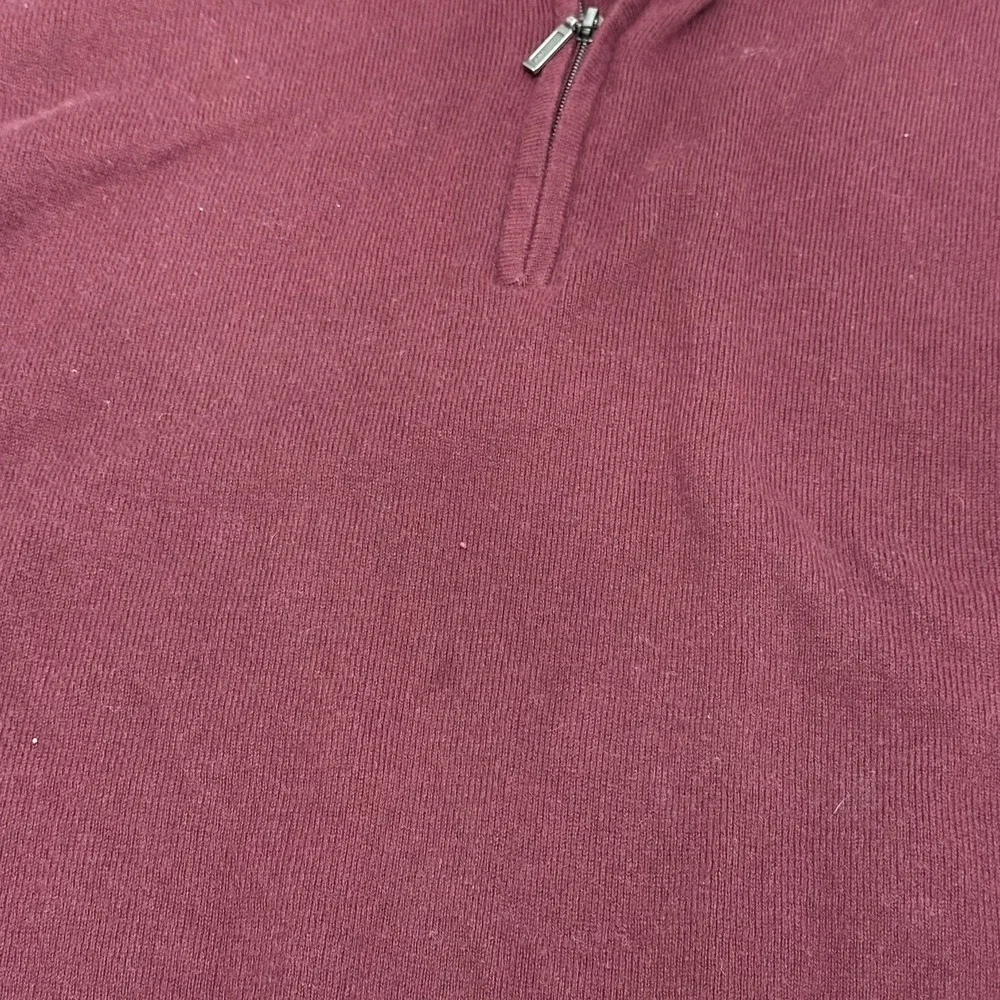 L.L. Bean‎ Sweater Wicked Soft Cotton Cashmere Maroon 1/4 Zip Men's XXL Tall